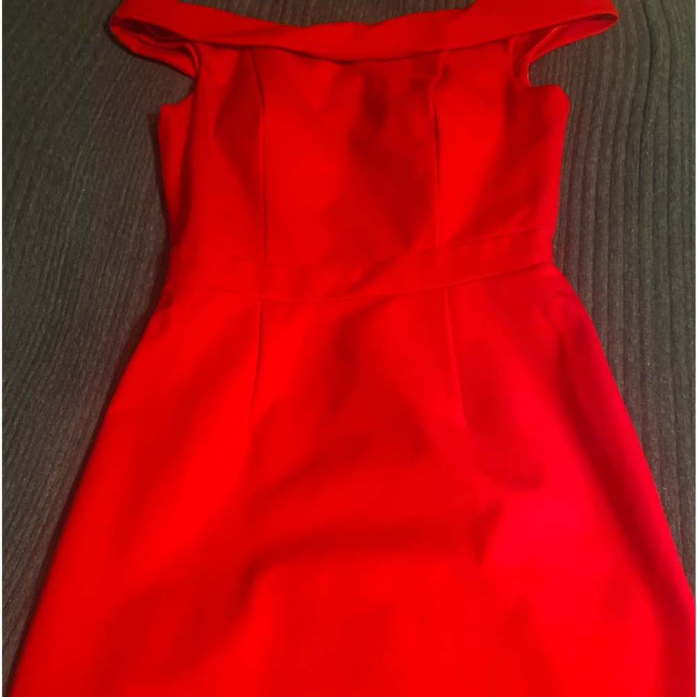 Sherri Hill Red Off the Shoulder Short Formal Dress